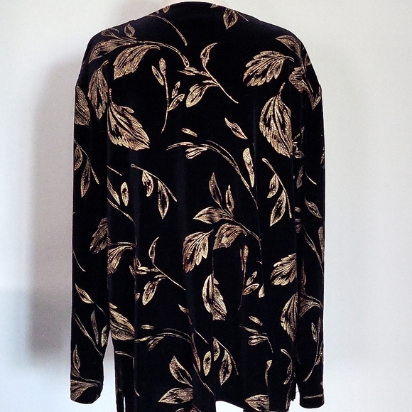 Women's Evening Dress Jacket Black Velvet Gold Floral Size 18W - Picture 7 of 8